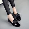 Women's British Style Leather Shoes, Pointed Toe Solid Color Bowknot Low Heel Flat Single Shoes for Ladies
