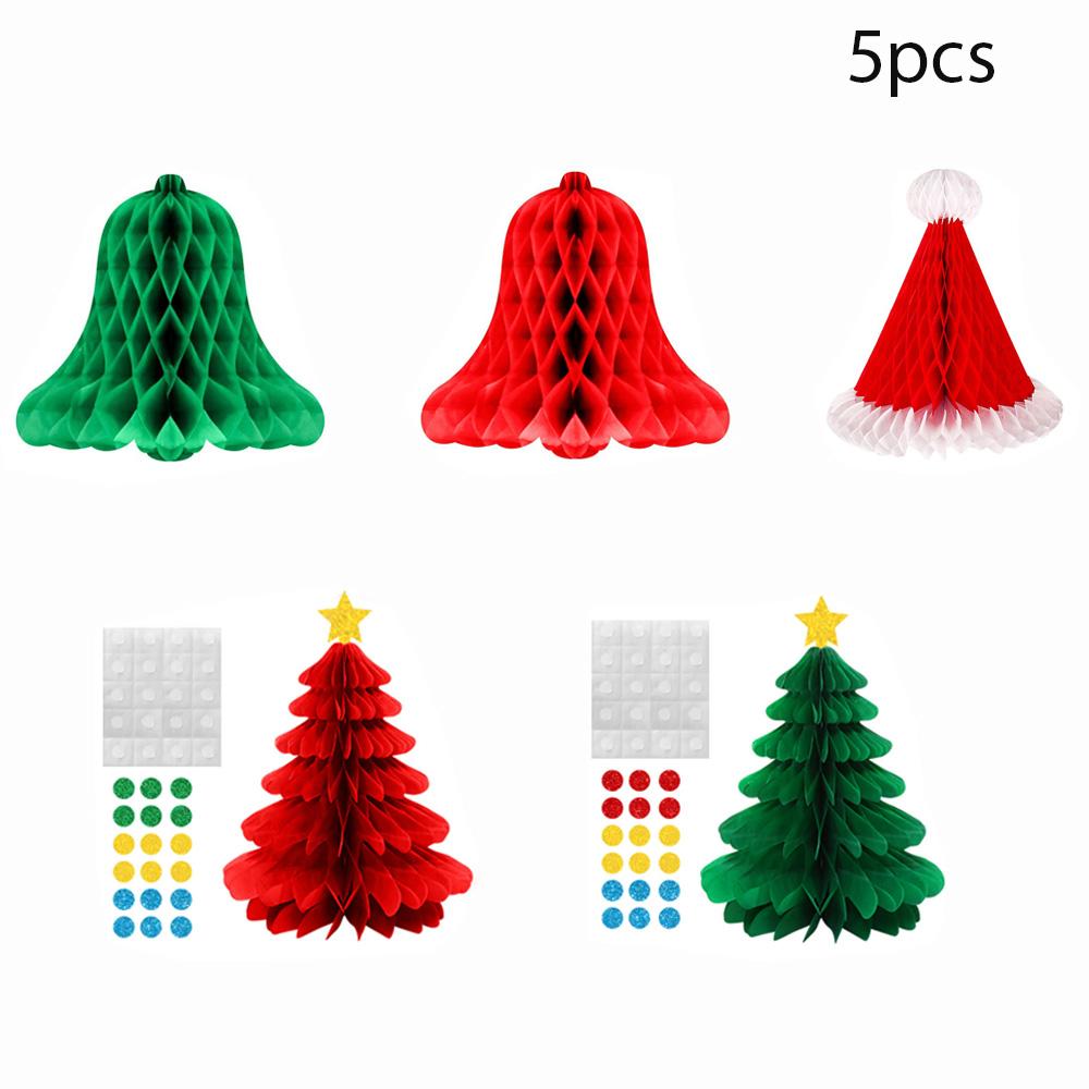 Runtow 5pcs Christmas Tree Honeycomb Ball Pendant Merry Christmas Decor for Home , 2025 Navidad Xmas Gifts ,New Year 2026