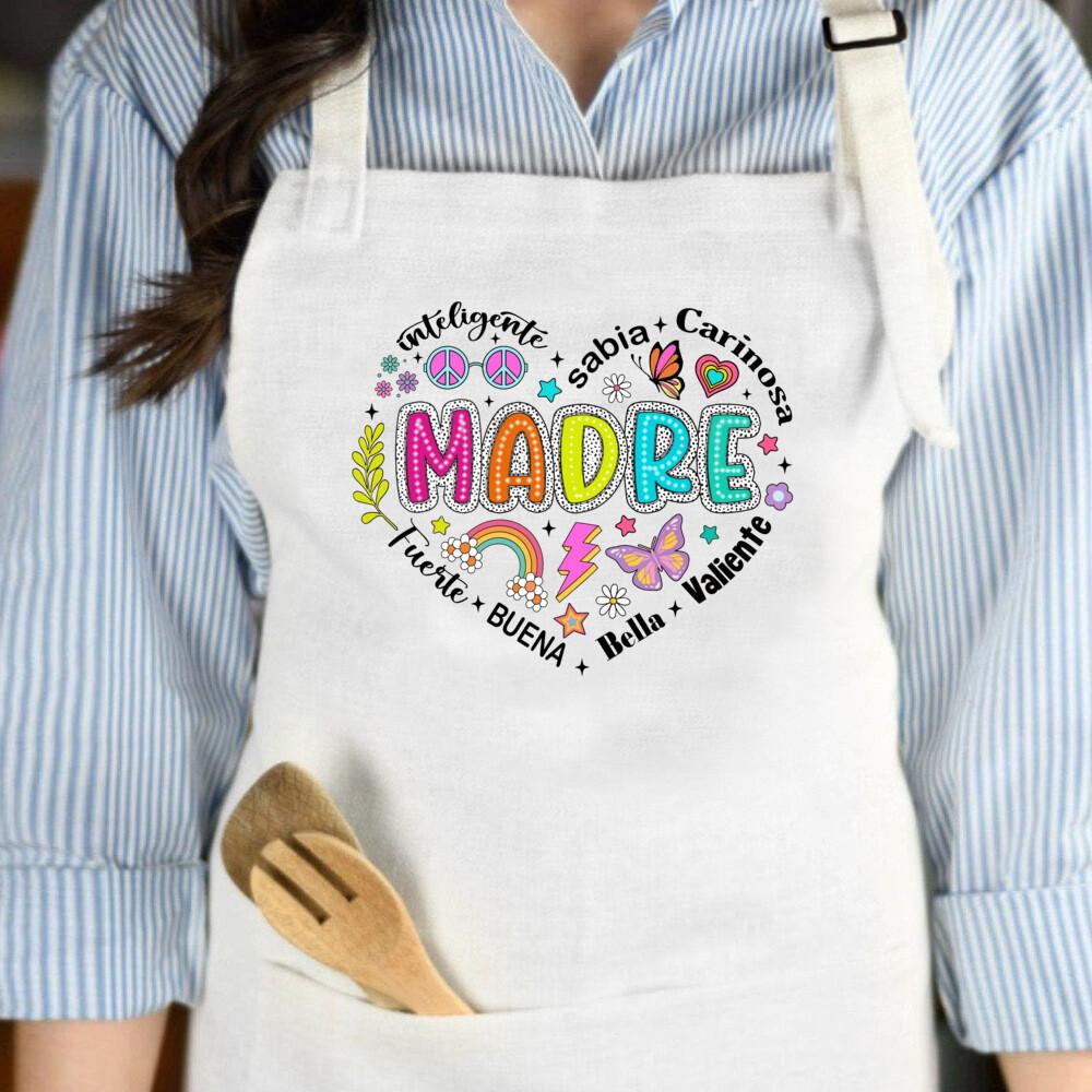 Smart Intelligent Brave Beautiful Mom Print Women Apron Mama Pocket for Cooking Baking Aprons Mother's Day Birthday Gift for Mom
