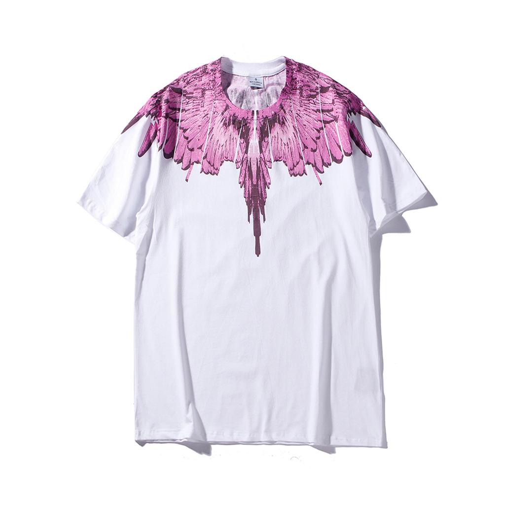 Marcelo Classic Phantom Wings Short Sleeve T-Shirt with Colorful Feathers and Lightning Design