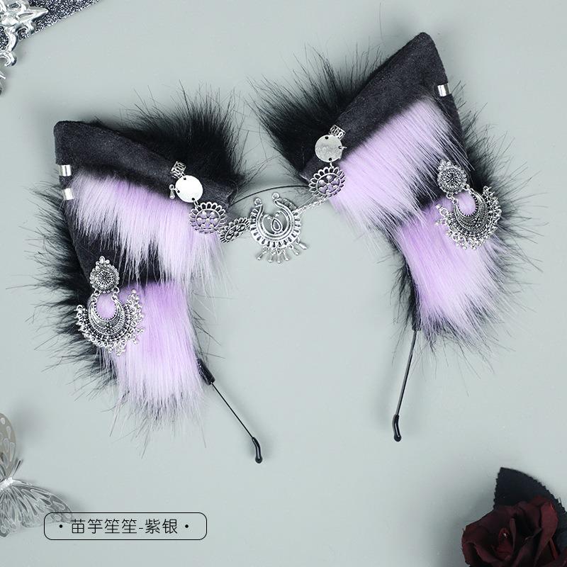 

Металлический головной убор Мяо Экзотические аксессуары для волос Антикварные комиксы косплей украшения Плюшевый симуляция животного уши ободок