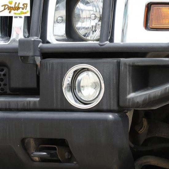 For Humme-r H2 2003-2007 Chrome Front Fog Light Cover Fog Lamp Frame Bezel Trim