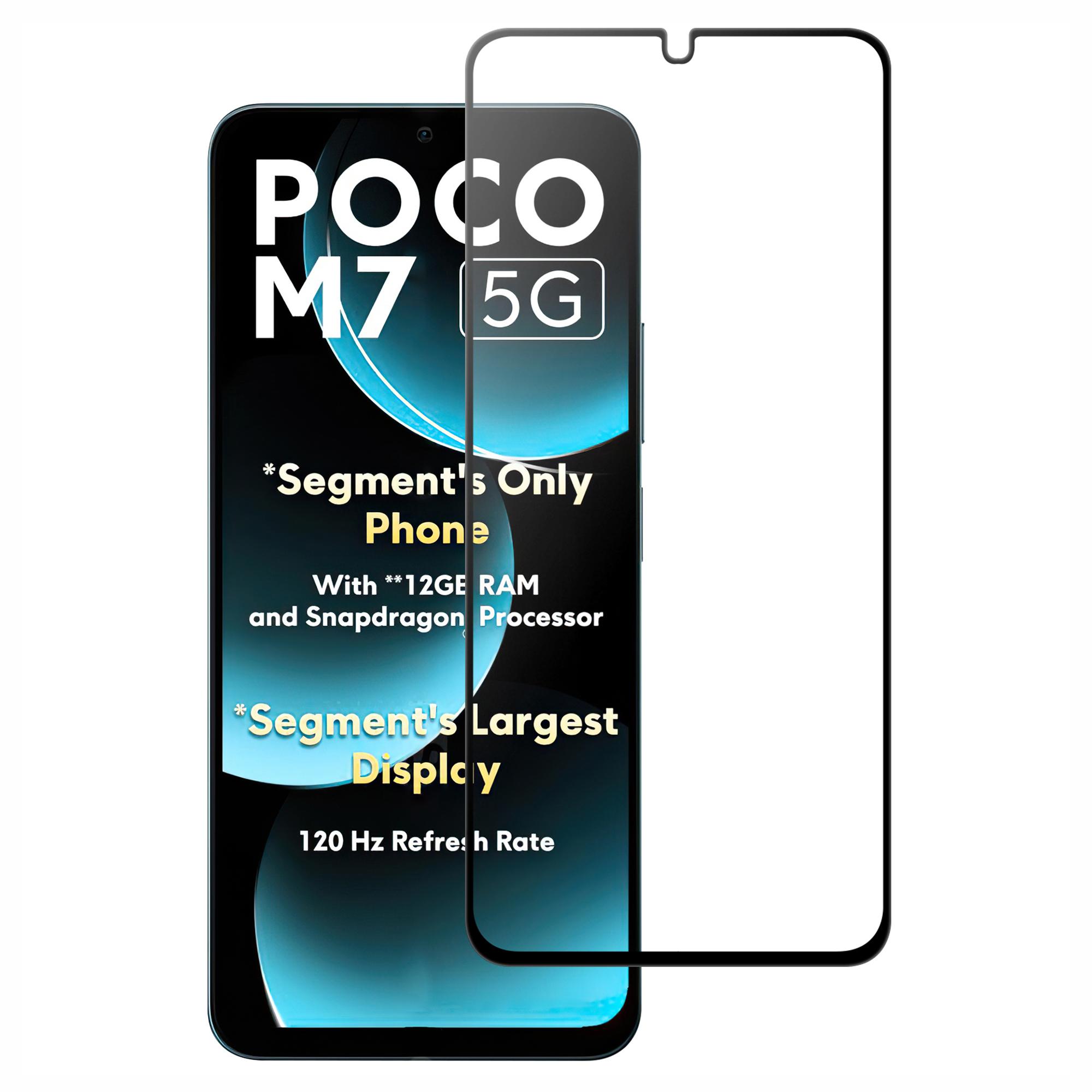 

For Xiaomi Poco M7 5G AGC Glass Screen Protector Full Glue Black Edge Screen Film As Shown A