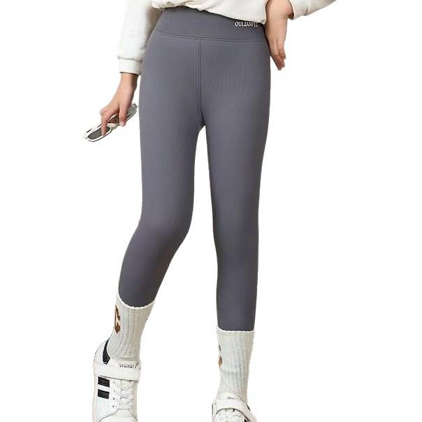 Girls' High-Waisted Thickened Barbie Leggings - Autumn/Winter Plus Velvet Shark Pants for Medium and Big Children.
