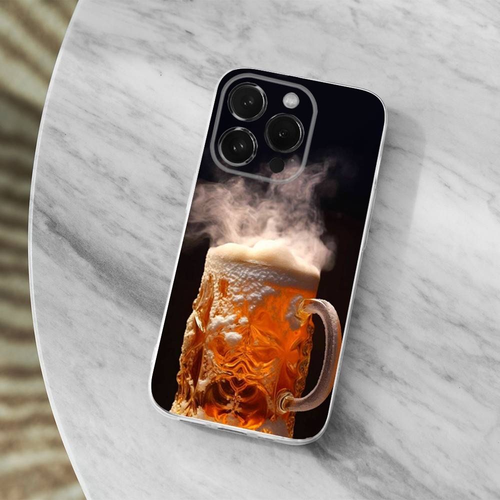 Alcohol Art Beer Case For iPhone 15,11,12,13,16,14,17,Pro,Max,Plus,SE,Mini,X,XS,XR, Transparent Soft Silicone