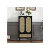 Buffet Compact - MUVOE - 1,1 M - Design Rotin - 2 Portes - 1 Tiroir - Noir