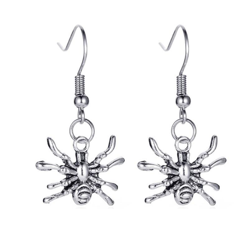 Punk Skeleton Long Ear Drop Earrings Stud Skull Dangle Earrings Halloween Costume Accessories Hip Hop Rock Jewelry