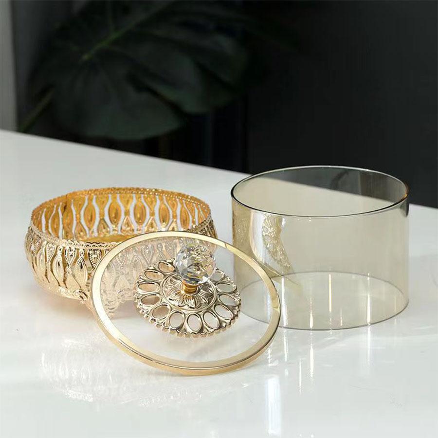 1 st Europeisk stil lätt lyx glas godisburk, lyxig förvaringsburk, glas hantverk dekoration prydnad,