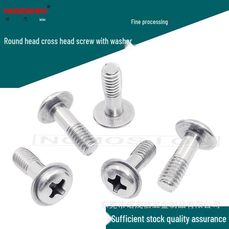 304 Stainless Steel Phillips Pan Head Machine Screw with Collar & Washer, PWM4*12, Half-Thread