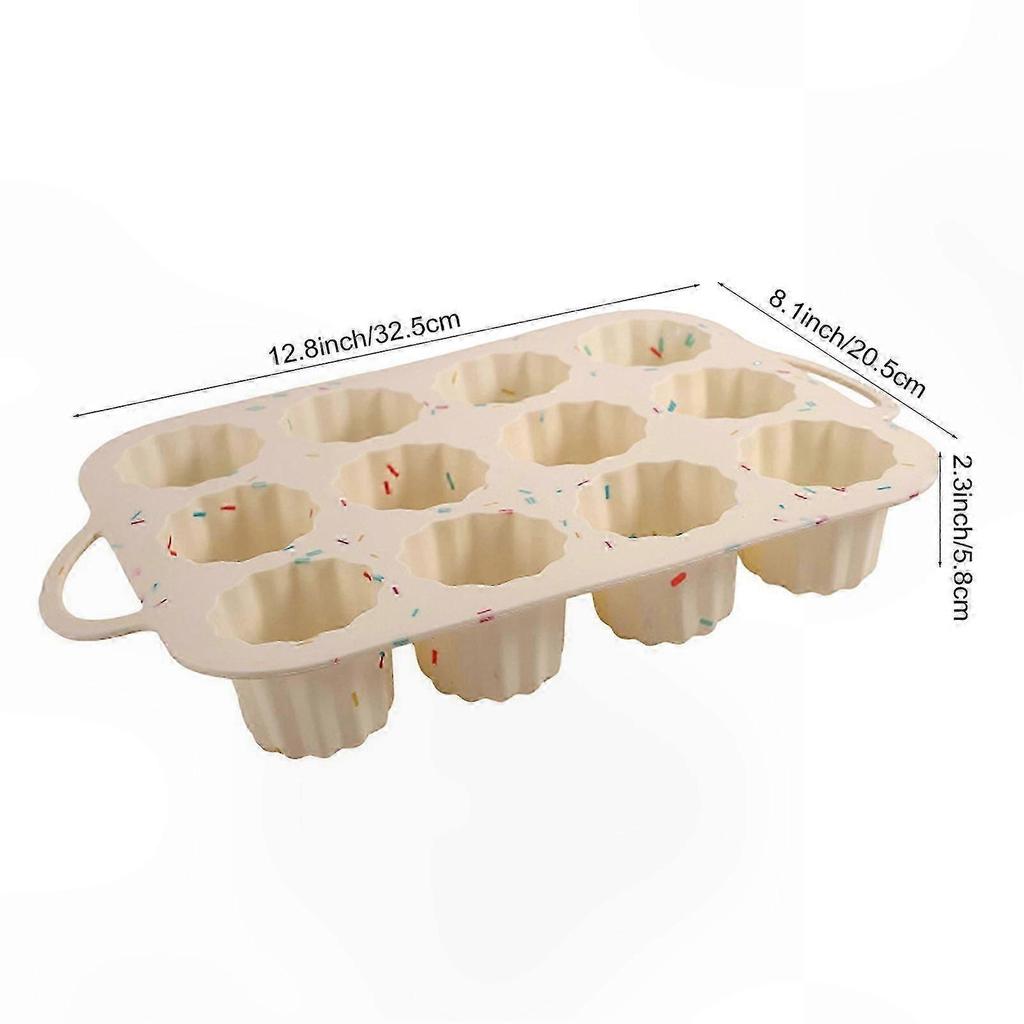 Nonstick Silicone 12-Cup Muffin Mold with Handles for Cupcakes and Desserts