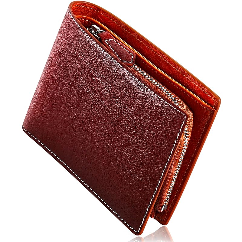 

[Otokor] Craftsman s technical ability hand-sewn leather goods wallet men s bifold Holds 13 cards large capacity genuine leather YKK zipper With coin