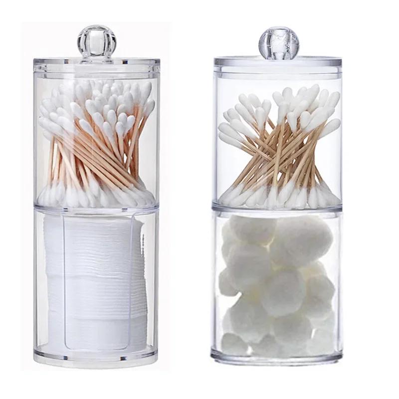 Acrylic Makeup Organizer Cotton Swabs Container Cosmetic Makeup Cotton Pad Organizer Jewelry Storage Box(Empty Box)