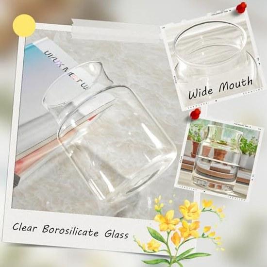 ISHU Flower Vase Glass Large Stable 850g Easy Clean Wide Mouth Clear Transparent Height 20cm Volume Bouquet Branch Stability Nordic Style Interior