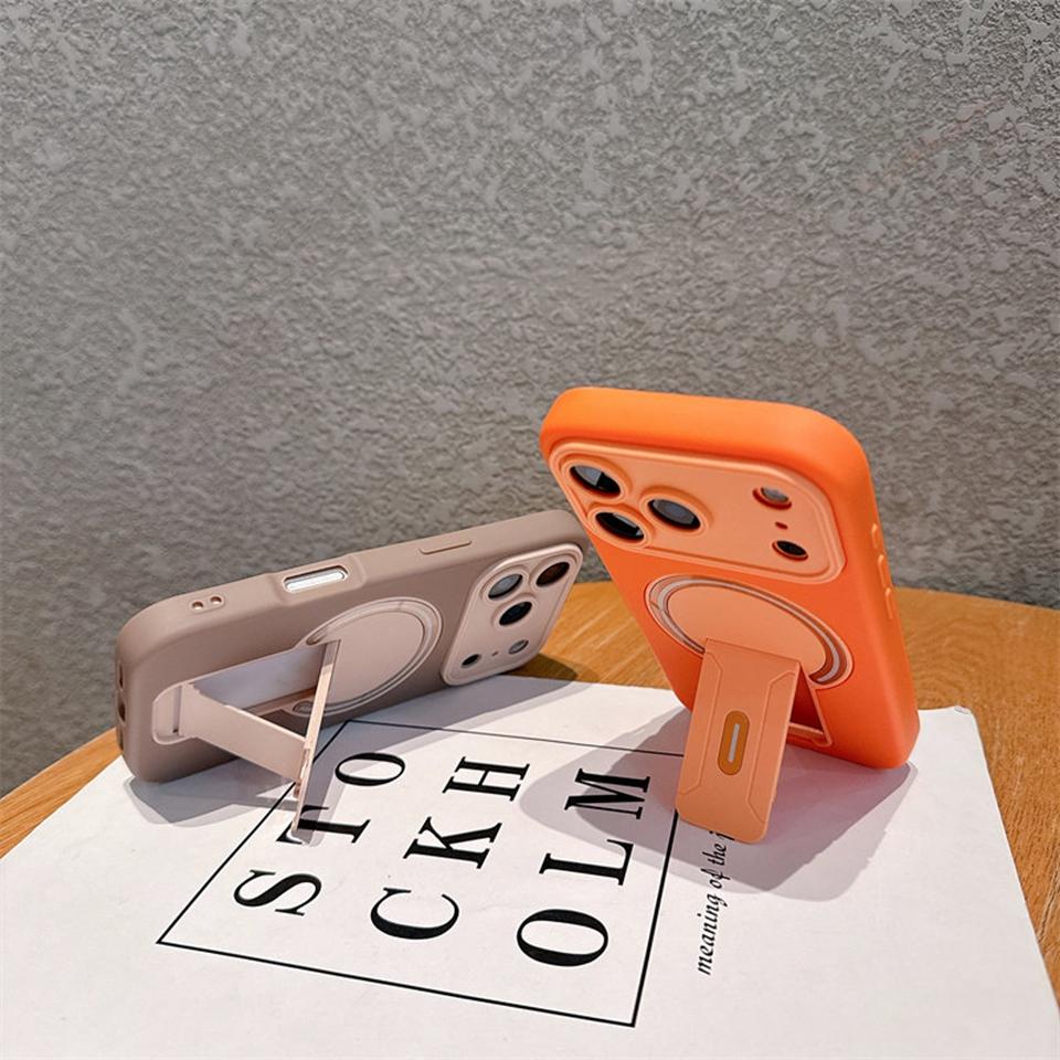 Official Stand Magnetic Phone Case For iPhone 17 Air 13 11 12 14 15 16 Pro Max Plus Magsafe Wireless Charge Protector Cover