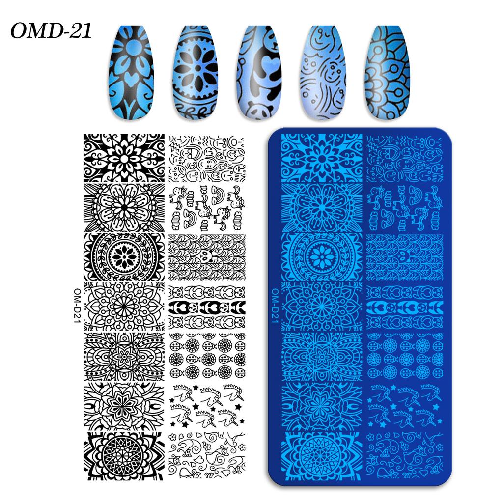 Nail Art Transfer Steel Plate, Rectangular Printing Oil Transfer Printing Steel Plate Blue Film Painted Board Omd Series