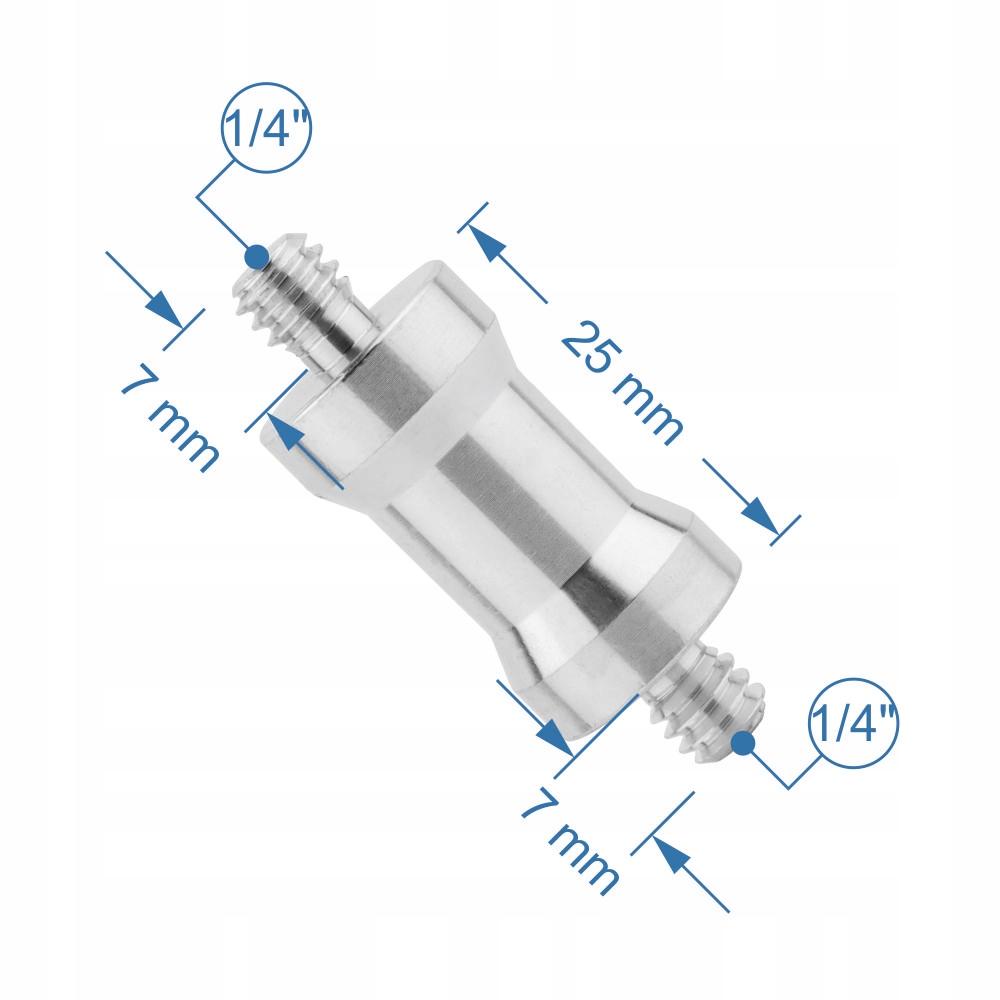 Tripod sleeve adapter 1/4" male to 1/4" male aluminum reduction 39 mm