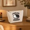 Trousse Beige J’peux pas je suis Huissier J'peux pas minimaliste | Trousse de Toilette en Coton 3 L avec Zip Métal et Fond Plat