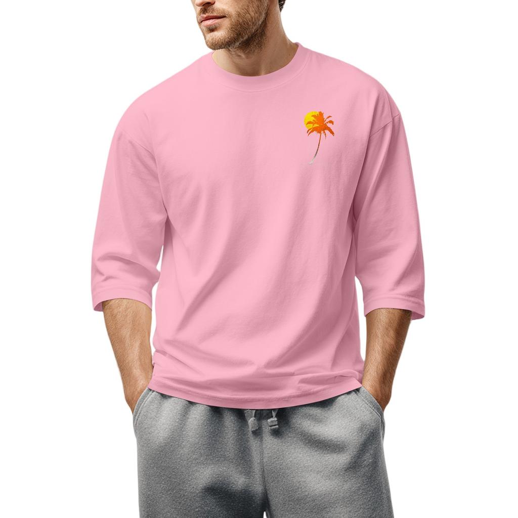 Men'S Round Neck Three-Quarters Sleeve Top Casual Fashion T-Shirt