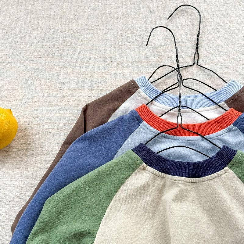 Autumn Kids' T-Shirts Color Block Loose Long Sleeves Children T-Shirt Fashion Soft Boys Clothes