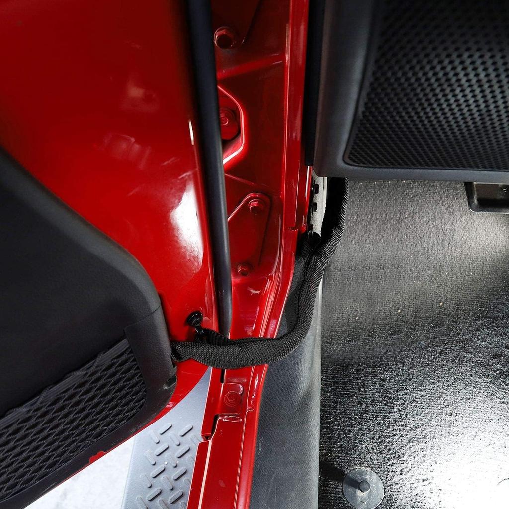 JeCar For Jeep Door Straps Heavy Duty Strong Door Limit Check Strap With Zipper For 2007-2024 Jeep Wrangler JK JKU JL JLU Gladiator JT (Black)