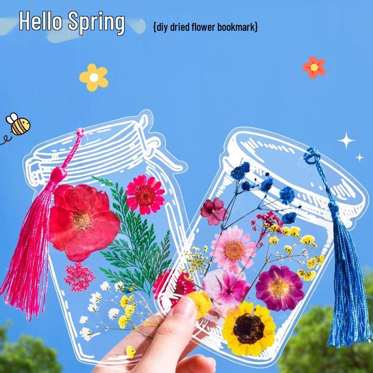 Autumn Dried Flower Bookmark Kit: Transparent Leaf Specimen with Lamination Film Stickers