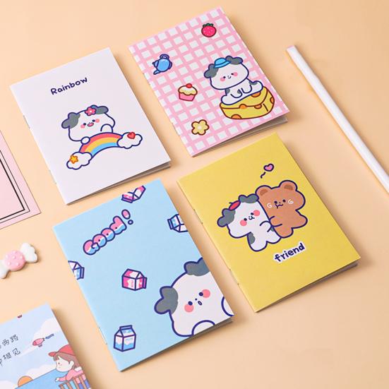 Lot de 4 Mini Carnets Mignons Dessins Animés 64K pour Enfants Étudiants Papier Lisse Portable Stylo Lisse Journal Prix Scolaires Et Cadeaux de Fête