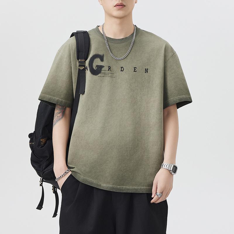 

Огромная футболка с рукавами из стиранного хлопка с принтом 290 г на лето 4XL