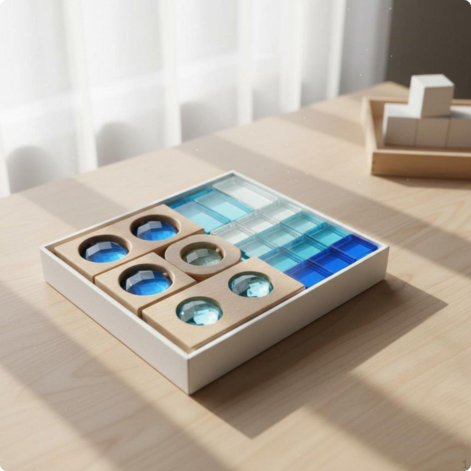 Acrylic Rainbow Blocks High Translucency Transparent Block Set Color Recognition синий