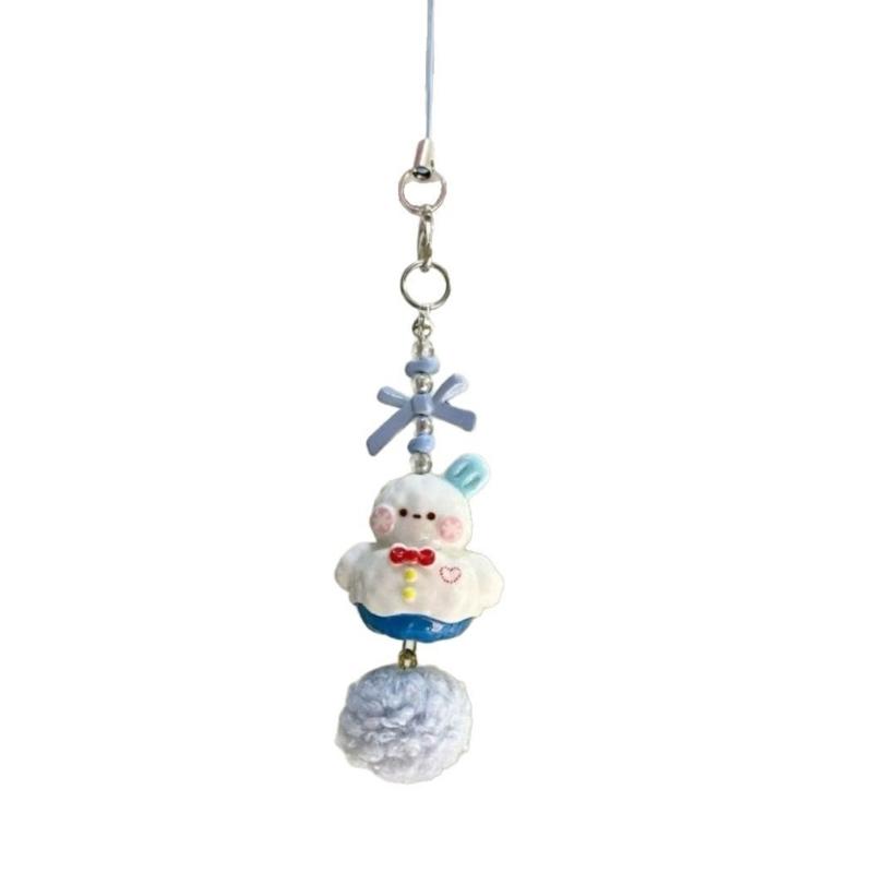 Fashionable Winter Snowman Snowflake Phone Charm Keychain Handcraft Holiday Accessory Decoration for All Ages Use 1