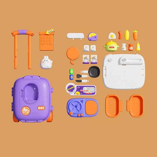 Kids Role Play Suitcase 3-in-1 Pretend Play Set with Mini Kitchen Doctor