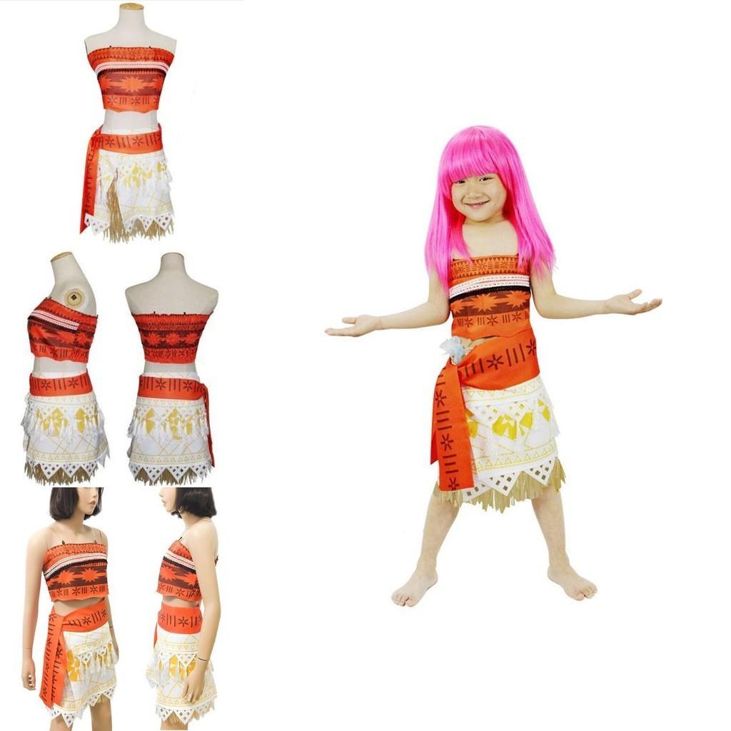 Betoverend Moana prinsessenkostuum voor kinderen en volwassenen met mouwloos ontwerp