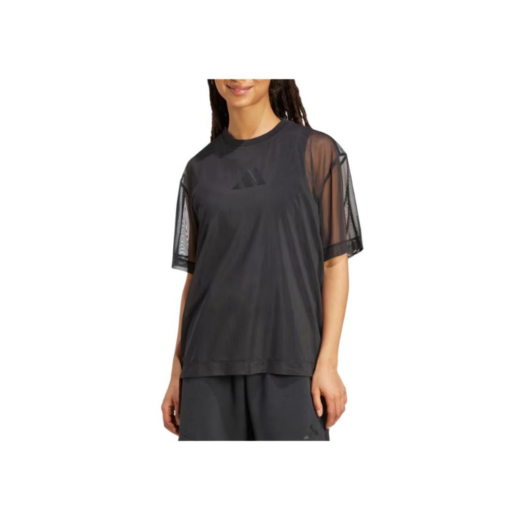 Adidas Loose Fit Solid Color Crew Neck T-Shirt Women tops Black JM3737