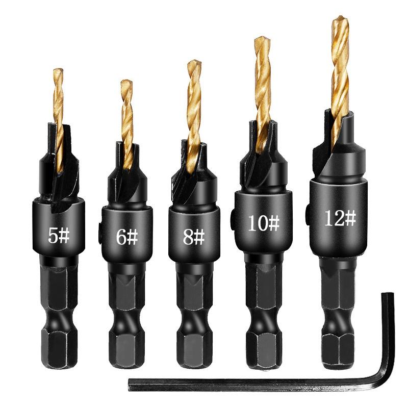 8pcs HSS SCREW COUNTERSINK BIT SET Pilot Hole Drill Metal/Wood Hex Shank Set UK 8pcs HSS SCREW COUNTERSINK BIT SET Pilot Hole Drill Metal/Wood Hex Shank Set UK