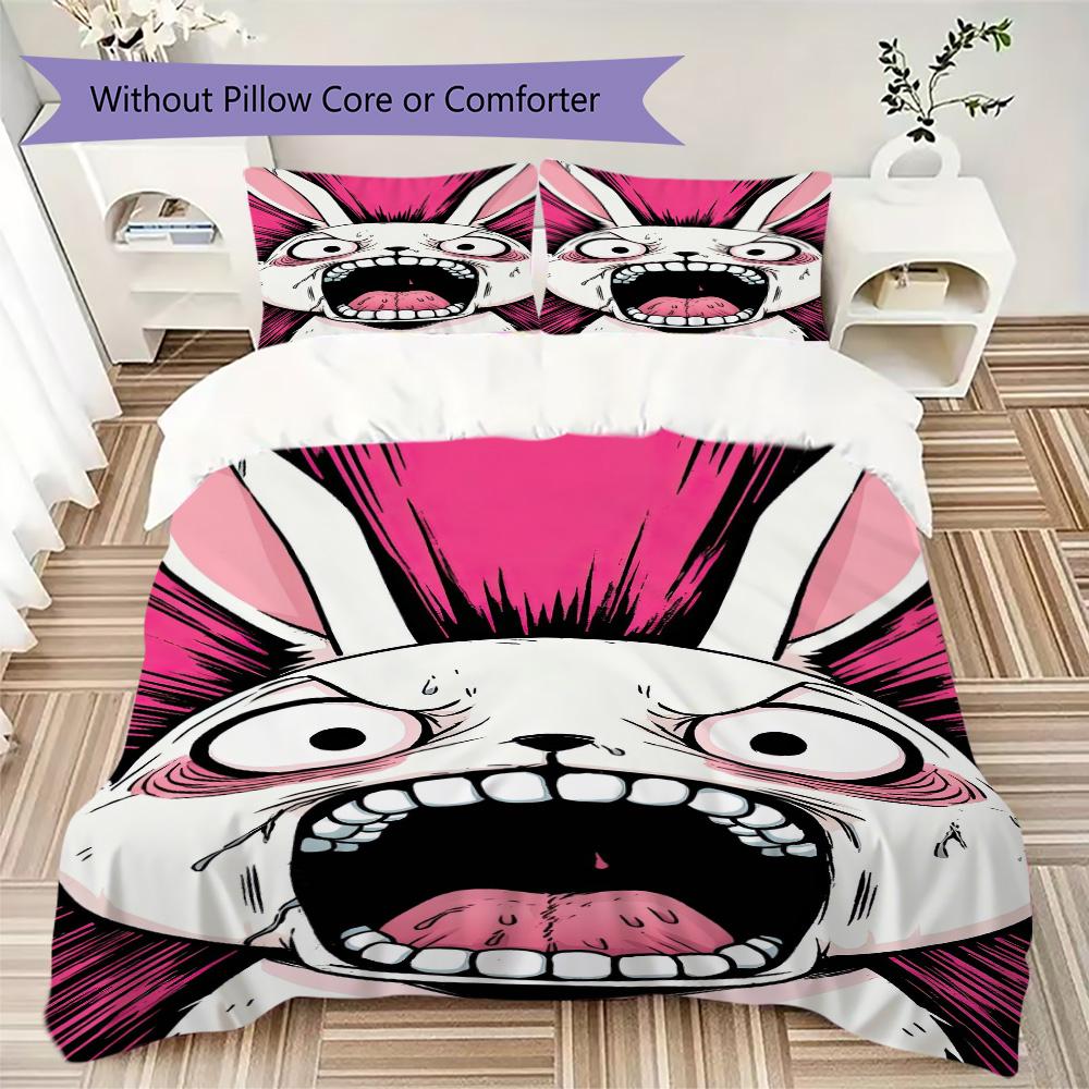 Cartoon Rabbit Pattern Bedding,Quilt Set Quilt Cover Pillowcase Home Birthday Gift (1*duvet cover+2*pillowcase,without core)ZSJT0917257