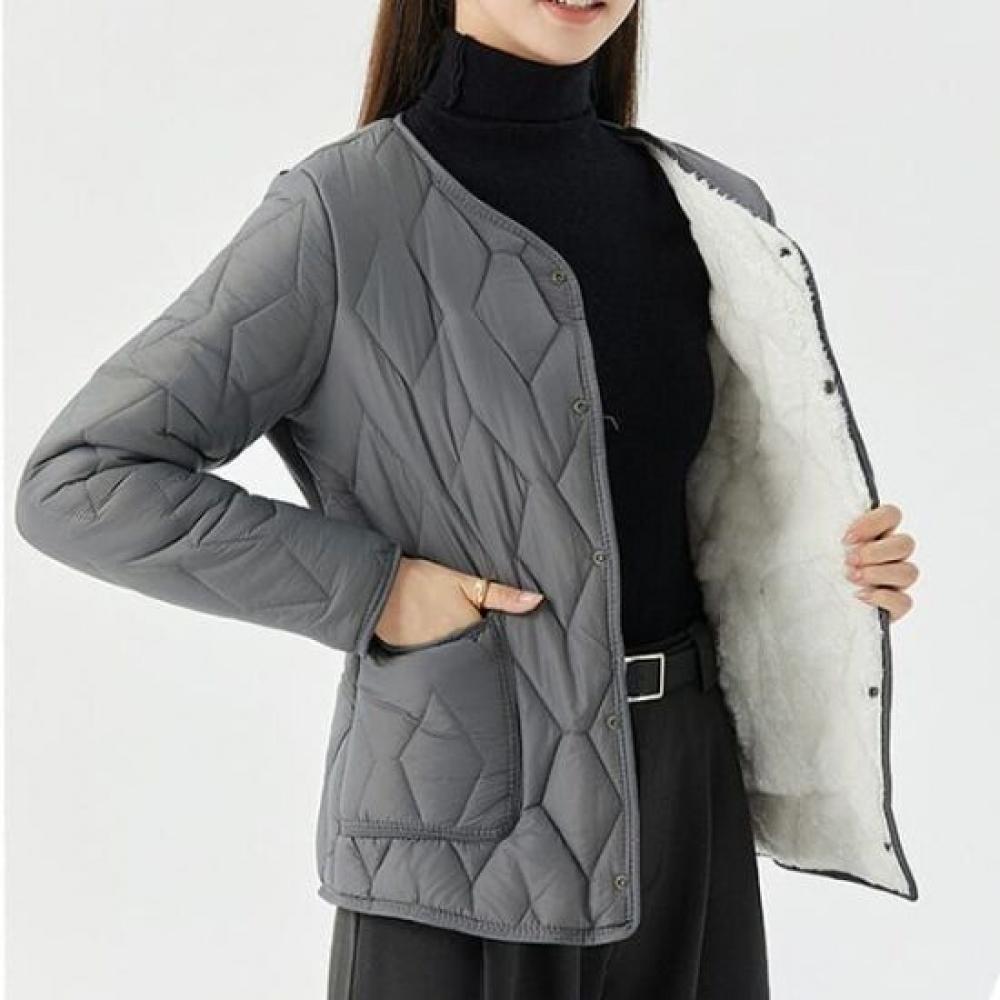 Navava Warm Fleece Lined Quilted Long Sleeve Lightweight Padded Jacket