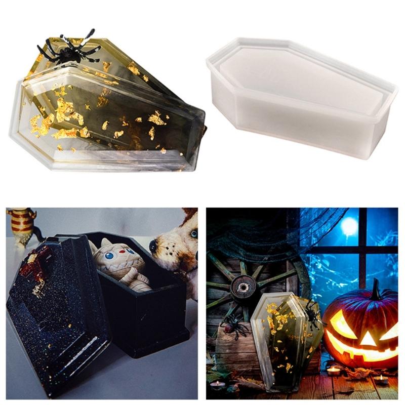 3D Coffin Shape Candle Silicone Mold Epoxy Resin Mold DIY Storage Box Tools Plaster Crafts Making Supplies Non-stick
