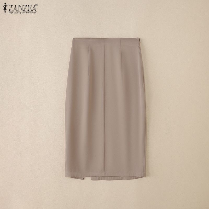 ZANZEA Women Elegant Casual Slit Hem Slim Short Skirts