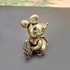 Vintage Brass Rat Pendant Zodiac Key Chain Pendant Animal Backpack Pendant