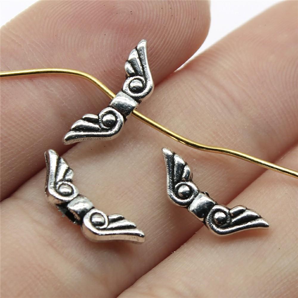 20pcs Angel Wing Small Hole Beads For Jewelry Making Antique Silver Color DIY Crafts Making Findings Handmade Jewelry Findings