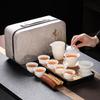 GOWKE Mutton Fat Jade White Porcelain Gaiwan Travel Tea Set
