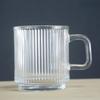 340ml Glass Cup with Handle Coffee Mug Simple Vertical Stripe Iced Latte Coffee Cup Cold Drink Mug Water Cup Drinkware Mugs