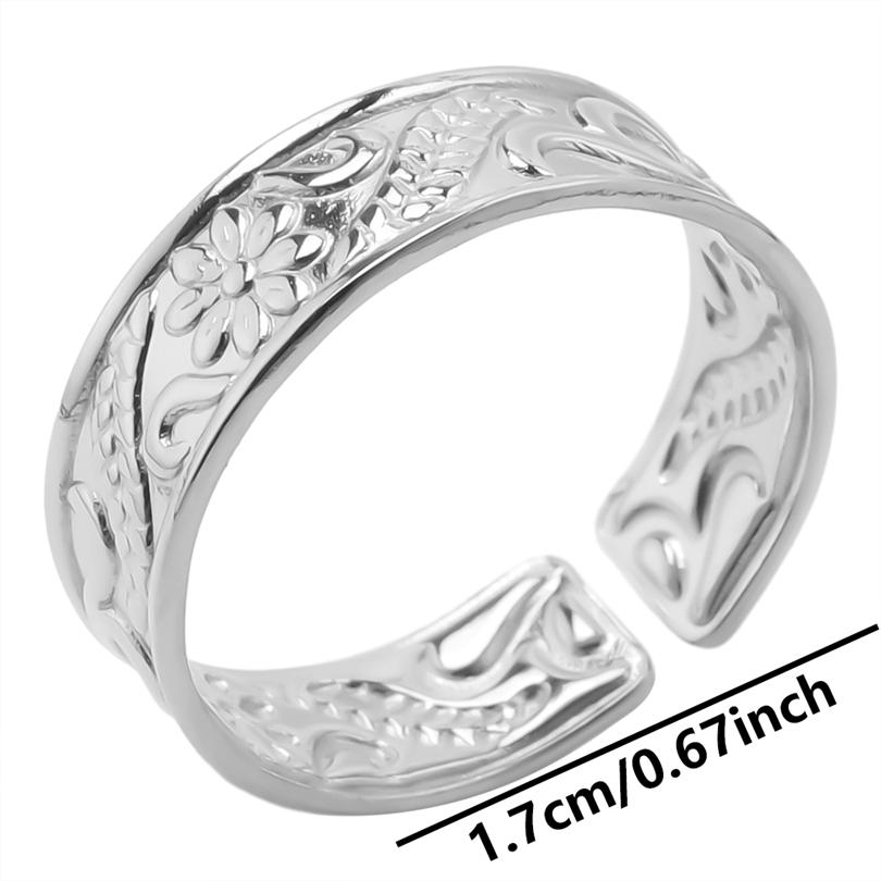 

High Quality Metal Irregular Hollow Ring Open Adjustable Stainless Steel Rings For Women Men Accessories Starfish Flower Jewelry 1pcs