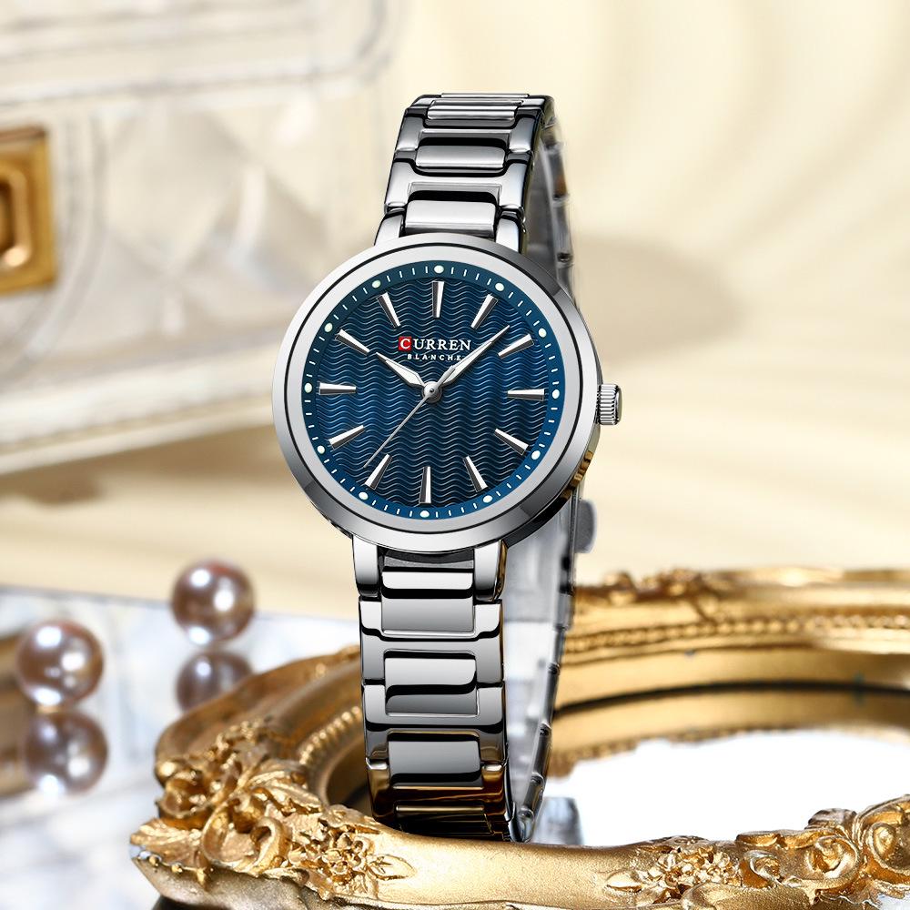 CURREN 9109 Waterproof Women's Quartz Watch with Steel Band - Simple & Casual Design