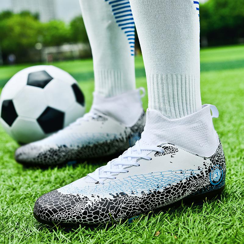 Foreign trade football shoes men's high-top youth student competition training shoes large size outdoor spike training shoes men