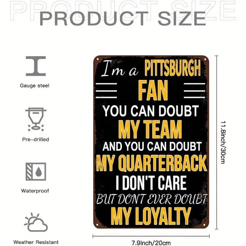 Vintage Pittsburgh Sports Metal Wall Art Sign Fan Decor Team Pride