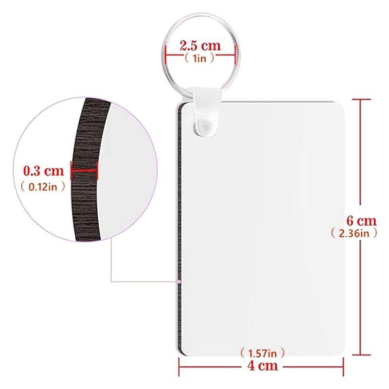 AEE4-30PCS Sublimation Keychain Blanks Double Side Heat Transfer Blanks MDF Blank Board Key Rings Blanks For DIY And Craft