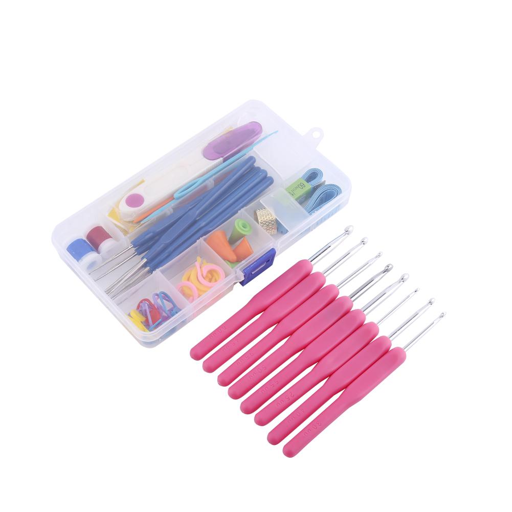 16 Diff ent Sizes Sewing Tool Crochet Hook Needles Stitches Craft Set Tool(Purple)