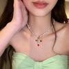 Light Luxury Colorful Zircon Cross Pendant Necklace for Women Girls Fashion Imitation Pearl Bead Necklace Y2K Romantic Jewelry