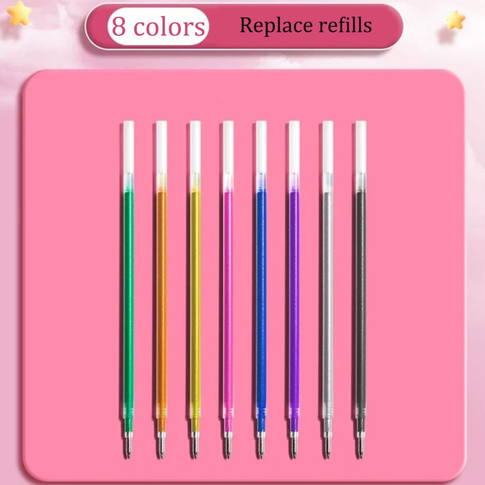 

8 Colors Glitter Gel Pen Set Stationery Iitems 4.0mm Gel Pens DIY Writing Drawing Stationery Back to School Supplies Gifts