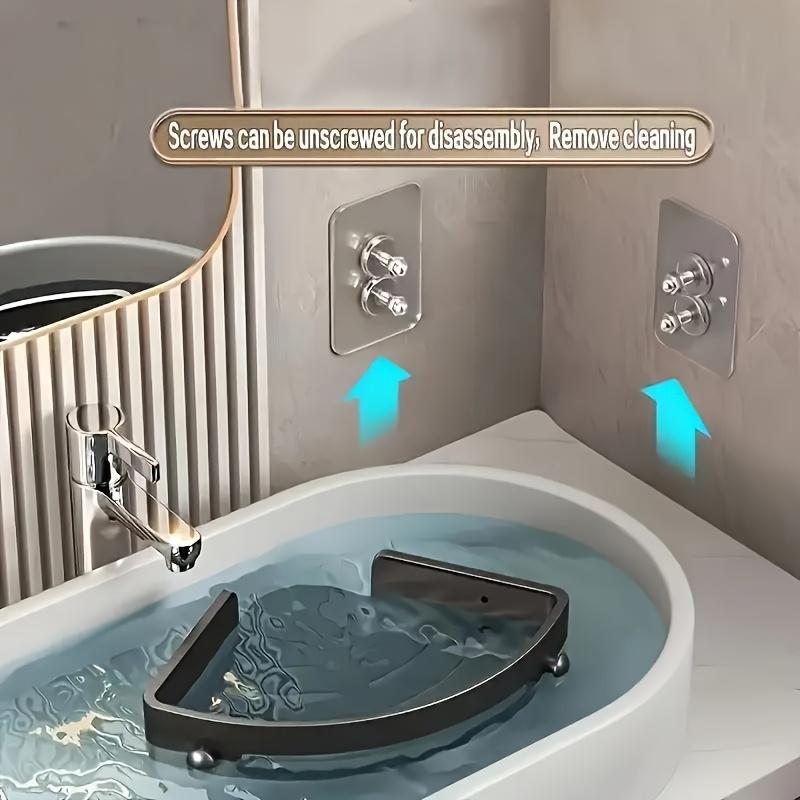 Wandmontiertes Dreieckregal aus Harz, Bohrloses Badezimmer-Aufbewahrungsregal, Vielseitiger Hängeorganizer für Toilettenartikel und Zubehör, Badezimmer-Organizer